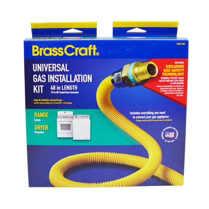 BrassCraft PSCTE1106 K5 | Safety+PLUS2 (1/2 in. O.D.) Gas Dryer and Range Installation Kit w/ Thermal Excess Flow Valve (60,500 BTU)