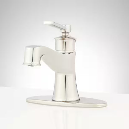 Signature Hardware Pendleton Single Handle Mid Arc Single Hole Bathroom Faucet with Spot Resistant in Polished Nickel