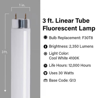 Feit Electric F30T8/CW | 30W T8 Fluorescent Bulb Cool White Linear 4100K