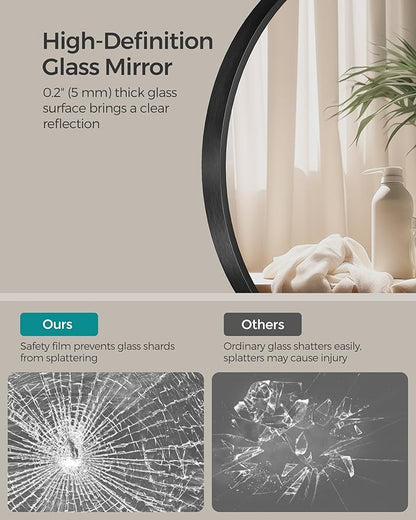 Songmics LWM103B01 | Round Mirror for Bathroom or Living Room, Black