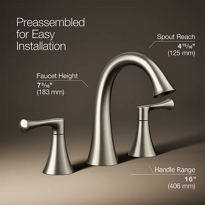 Kohler R78047-4D-BN | Lilyfield Widespread Bathroom Sink Faucet, 1.2 gpm in Vibrant Brushed Nickel