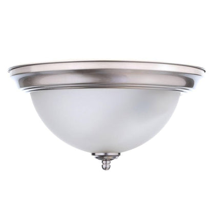 Commercial Electric 701704 | 13 in. 2-Light Brushed Nickel Flush Mount with Frosted Glass Shade (2-Pack)