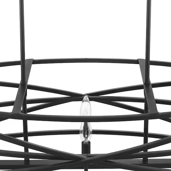 Home Decorators Collection | Sarolta Sands 6-Light Black Kitchen Island Pendant Light Fixture with Linear Metal Shade