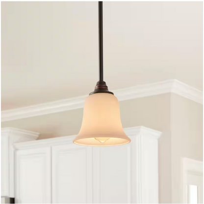 Hampton Bay 1001 409 264 | 1-Light Oil Rubbed Bronze Mini Pendant with Frosted White Glass Shade