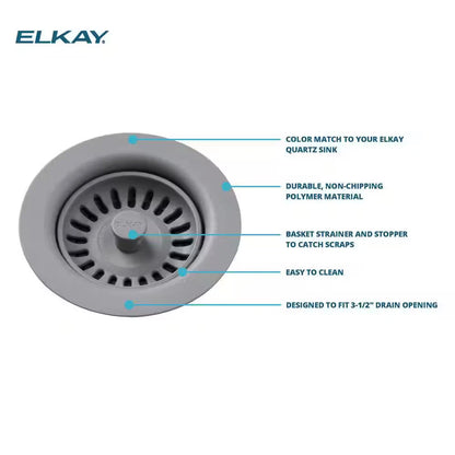 Elkay LKQS35GR | Polymer Drain Fitting for 3-1/2 in. Sink Drain Opening in Greige