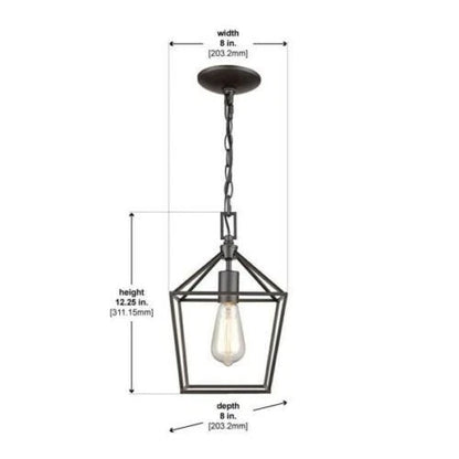 Home Decorators Collection 1006 106 214 | Weyburn 1-Light Bronze Farmhouse Mini Pendant Light Fixture with Caged Metal Shade