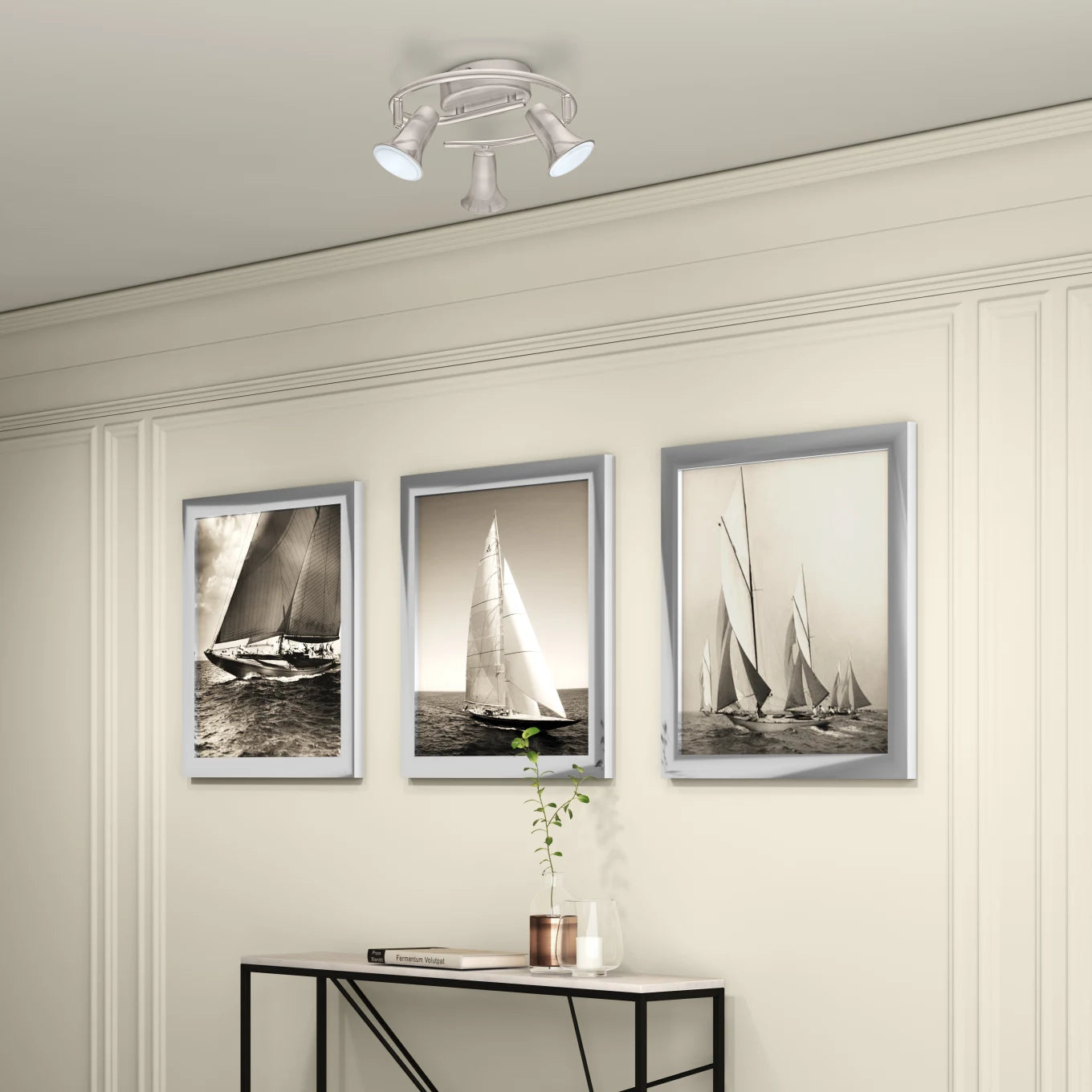 Eglo 201448A | Jumilla 14" Wide LED Fixed Rail Ceiling Fixture in Matte Nickel