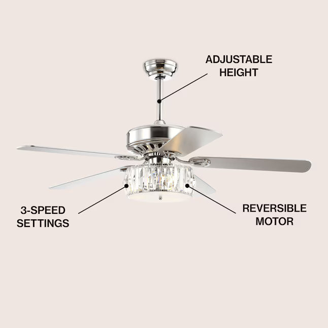 JONATHAN Y Lighting JYL9706A | Mandy 52" 5 Blade LED Indoor Ceiling Fan with Remote Control