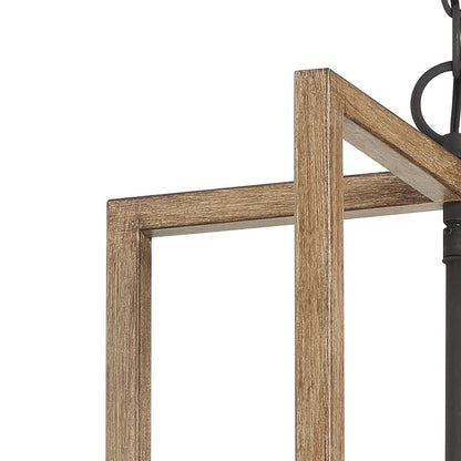 Hatteras Pendant BD21039-BOW | 4-Light Matte Black Rectangle Mini-Pendant with Wood Accents