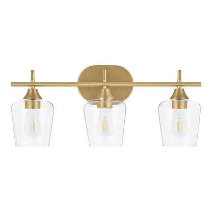 Hampton Bay 1006808031 | Pavlen 24 in. 3-Lights Antique Brass Vanity Light with Clear Glass Shades