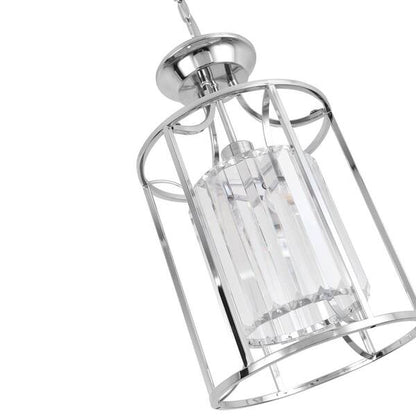 Decor Living P7093GB-CHR | Cecilia 1-Light Polished Chrome Cage Pendant with Crystal Shade