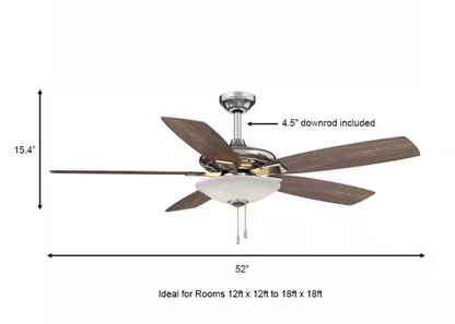 Hampton Bay 1002 586 542 | Menage 52 in. Integrated LED Indoor Low Profile Brushed Nickel Ceiling Fan with Light Kit