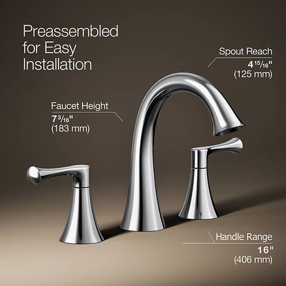 Kohler R78047-4D-CP | Lilyfield Widespread Bathroom Sink Faucet, 1.2 gpm in Polished Chrome