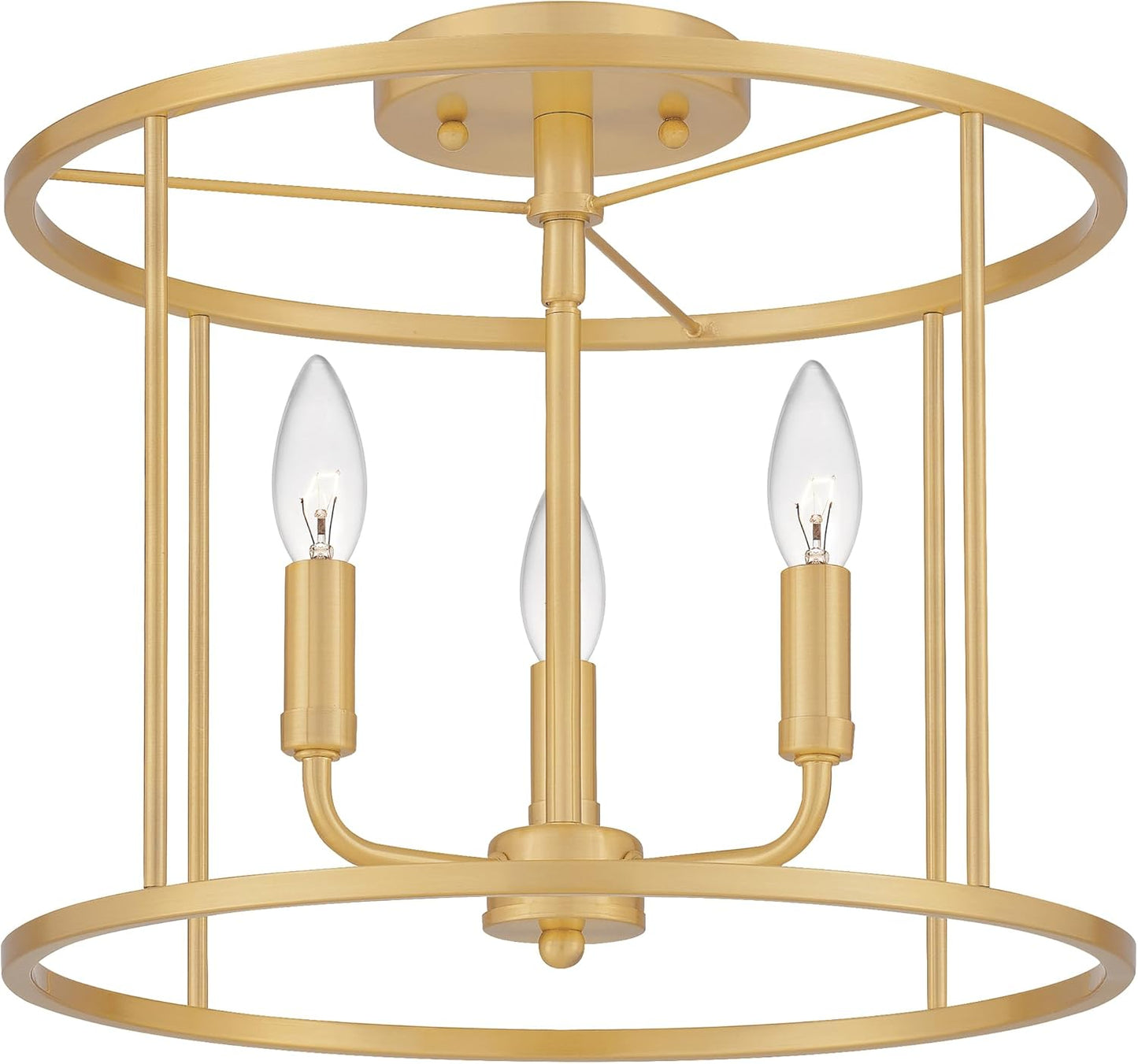 Quoizel ABR1714AB1 | Abner 3-Light Aged Brass Semi-Flush Mount Light