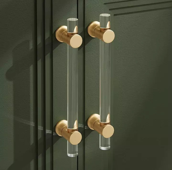 Signature Hardware 5-1/16" Clanora AcrylicBrass Cabinet Pull - ClearSatin Brass