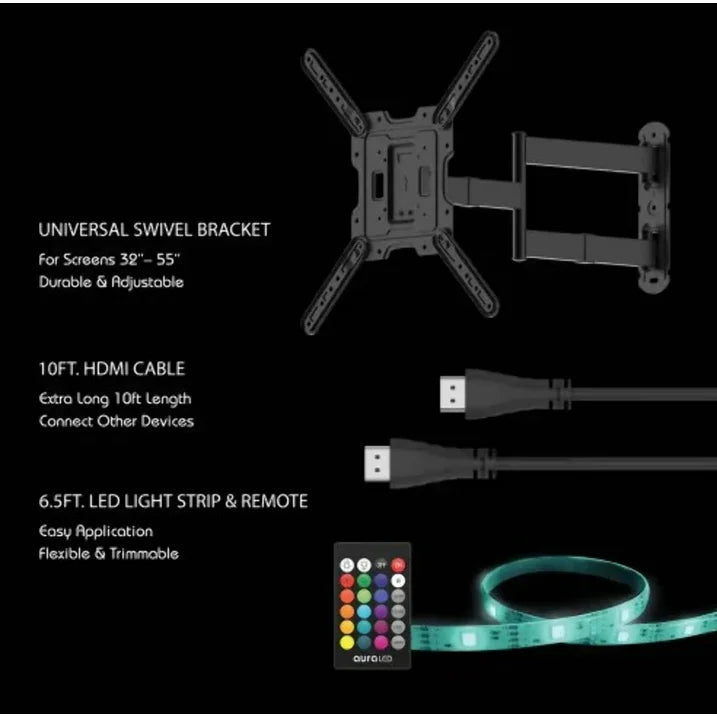 Tzumi 8307HD | Aura LED Color Home TV Mount Combo Pack