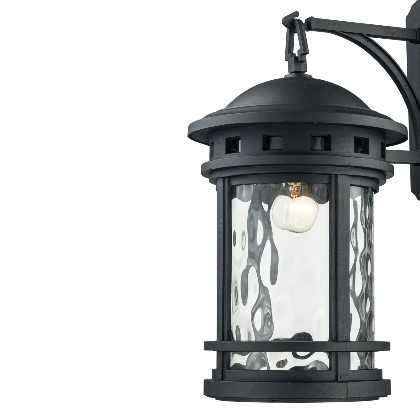 Trans Globe 40372BK | Boardwalk Single Light 20" Tall Outdoor Wall Sconce with Water Glass Shade
