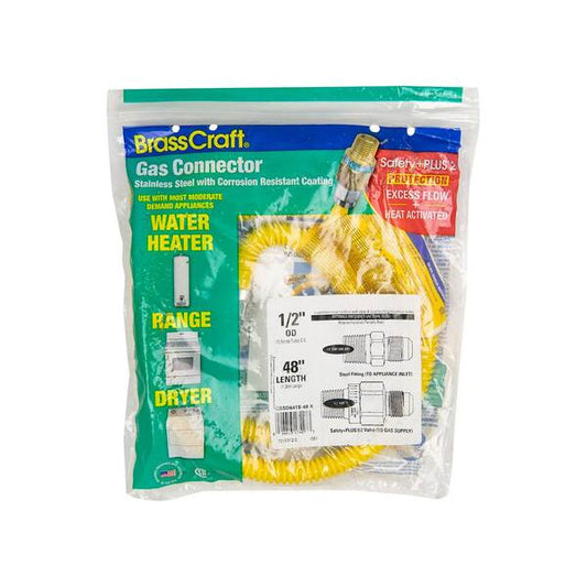 BrassCraft CSSD64TE-48 X | Gas Connector 1/2 OD x 1/2 MIP x 48"