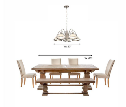 Hampton Bay 245 200 | Halophane 5-Light Brushed Nickel Chandelier with Frosted Ribbed Glass Shades