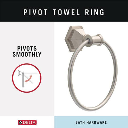 Delta GDR46-BN | Grandover Wall Mount Round Closed Towel Ring Bath Hardware Accessory in Brushed Nickel