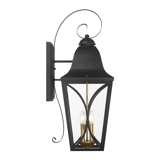 The Great Outdoors 73359-757 | Cardigan 4 -Light 30" Tall Outdoor Wall Light in Sand Black