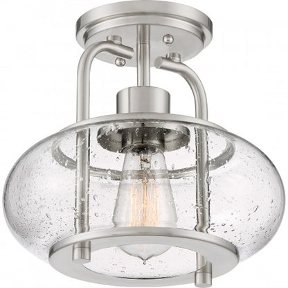 Quoizel TRG1710BN | Trilogy 1 Light 10 inch Brushed Nickel Semi-Flush Mount Ceiling Light