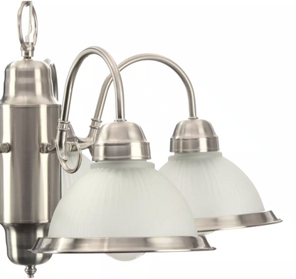 Hampton Bay 245 200 | Halophane 5-Light Brushed Nickel Chandelier with Frosted Ribbed Glass Shades