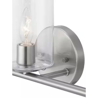 Hampton Bay 1006 326 864 | Champlain 22.375 in. 3-Light Brushed Nickel Modern Bathroom Vanity Light with Clear Glass Shades