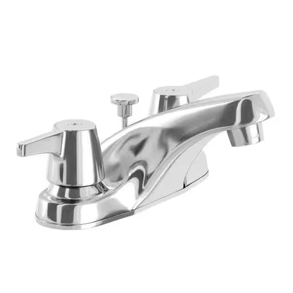 Glacier Bay HD67090W-6B01 | Aragon 4 in. Centerset 2-Handle Low-Arc Bathroom Faucet with Pop-Up Drain in Chrome