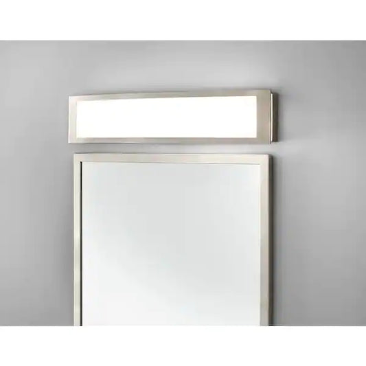 Hampton Bay 1006 424 029 | Woodbury 24.6 in. 1-Light Brushed Nickel Integrated LED Bathroom Vanity Light Bar with Frosted Acrylic Shade