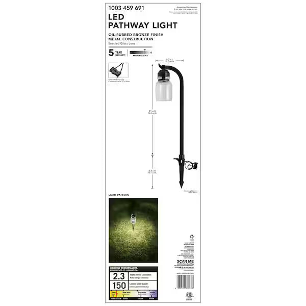 Hampton Bay 1003 459 691 | Auburn 150 Lumen Oil Rubbed Bronze Integrated LED Weather Resistant Outdoor Landscape Path Light
