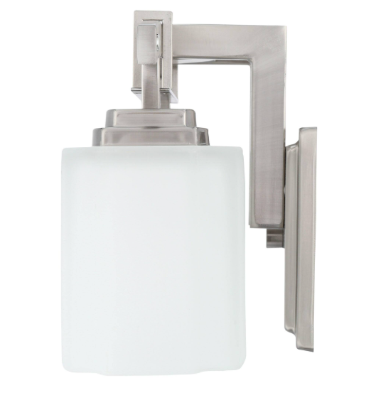 Hampton Bay 1000 036 813 | Architecture 2-Light Brushed Nickel Vanity Light with Etched White Glass Shades