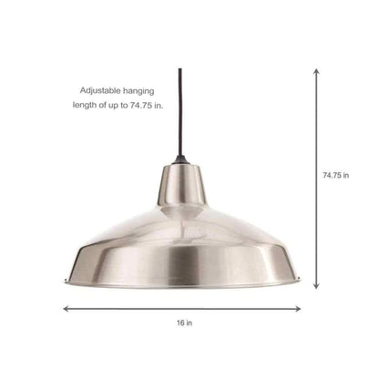 Hampton Bay 286 522 | 1-Light Brushed Nickel Rustic Steel Hanging Barn Light Warehouse Pendant