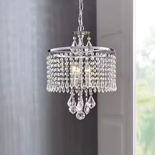 Home Decorators Collection 1001 789 669 | Calisitti 3-Light Polished Chrome Chandelier with K9 Crystal Dangles