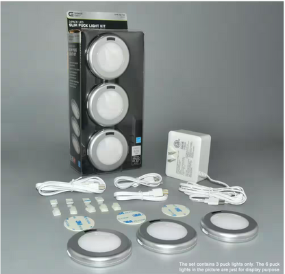 Commercial Electric 1005 730 703 | 3-Light LED Puck Light Kit