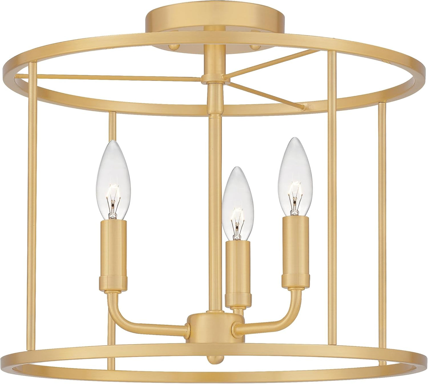 Quoizel ABR1714AB1 | Abner 3-Light Aged Brass Semi-Flush Mount Light