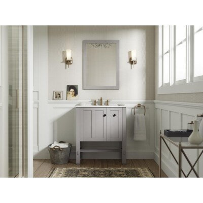 Kohler 99650-1WT | Tresham 23.5-in x 32-in Mohair Grey Framed Bathroom Vanity Mirror