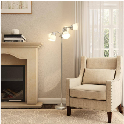 Hampton Bay 524 505 | 66 in. Satin Nickel Floor Lamp with 5 Plastic Bell Shades