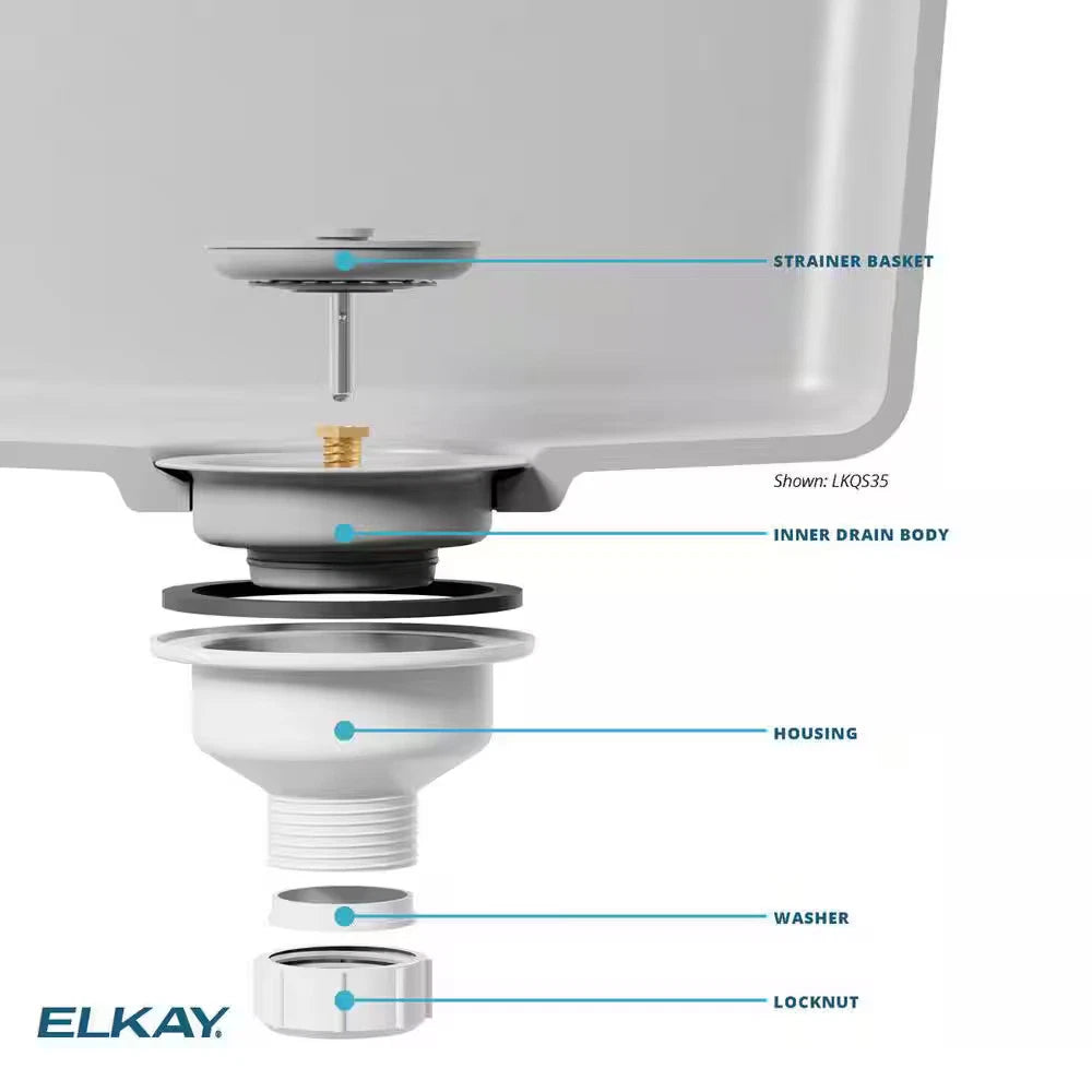 Elkay LKQS35GR | Polymer Drain Fitting for 3-1/2 in. Sink Drain Opening in Greige