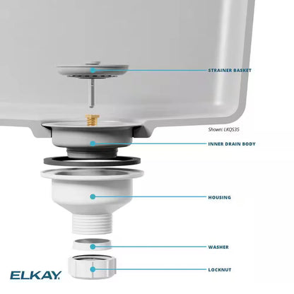 Elkay LKQS35GR | Polymer Drain Fitting for 3-1/2 in. Sink Drain Opening in Greige