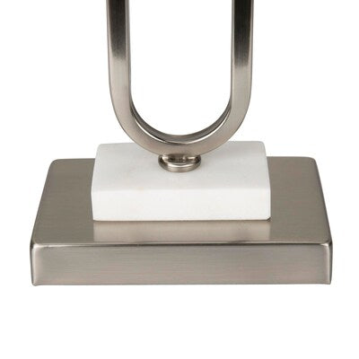 allen + roth 1233110 | 21-in Brushed Steel with White Marble Accents Plug-In Metal Lamp Base