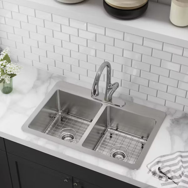 Elkay 1003-344-884 | Crosstown 33" Undermount Double Basin Stainless Steel Kitchen Sink with Basin Rack