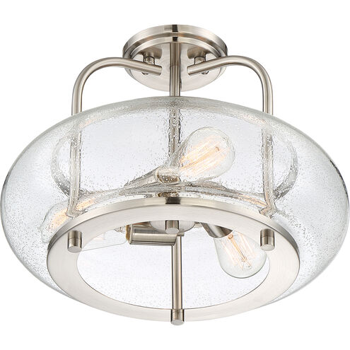Quoizel TRG1716BN | Trilogy 3 Light 16 inch Brushed Nickel Semi-Flush Mount Ceiling Light
