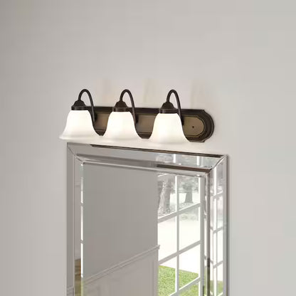 Progress Lighting 1001 106 837 | Solvang 24 in. 3-Light Antique Bronze Traditional Bathroom Vanity Light with Alabaster Glass