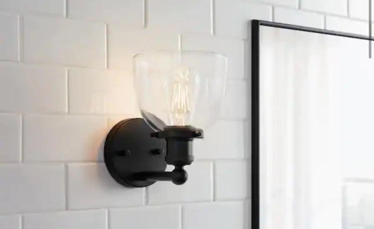 Home Decorators Collection 1006 324 393 | Evelyn 6 in. 1-Light Matte Black Modern Industrial Wall Mount Sconce Light