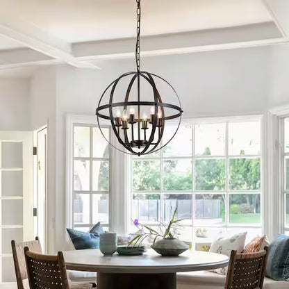 Hatteras Pendant BD21032-B | Leia 6-Light Matte Black Candle Style Globe Chandelier