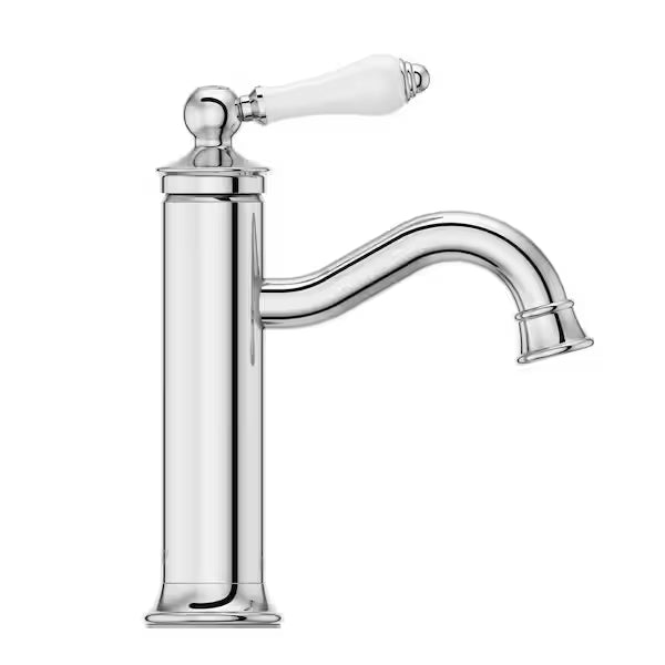 Pfister LF-042-COCC | Courant Single-Handle Single Hole Bathroom Faucet with Deckplate and Drain Kit in Polished Chrome with Porcelain Handle