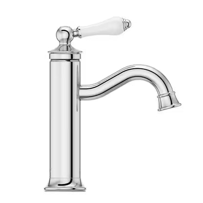 Pfister LF-042-COCC | Courant Single-Handle Single Hole Bathroom Faucet with Deckplate and Drain Kit in Polished Chrome with Porcelain Handle
