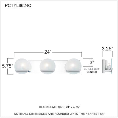 Quoizel PCTYL8624C | Tyleigh 3 Light 24 inch Polished Chrome Bath Light Wall Light