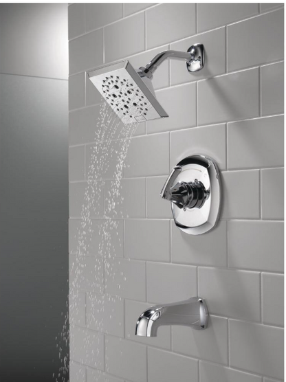 Delta 1004945062 | Portwood Single-Handle 5-Spray Tub and Shower Faucet with H2Okinetic in Chrome (Valve Included)